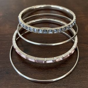 Loft Silver, Blue and Pink Bangle Bracelet Set